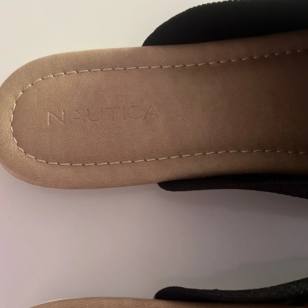 Nautica Ladies Black Knit Slip On Loafers Mules